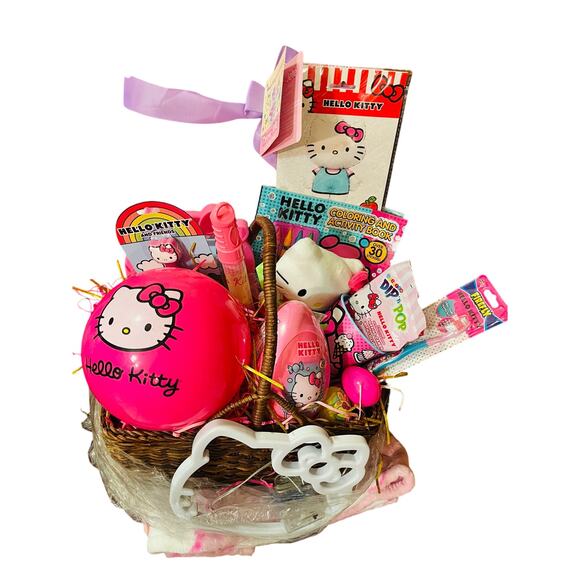 Hello Kitty Easter bundle 60 70 pink Easter throw , color book and crayons - Picture 3 of 9